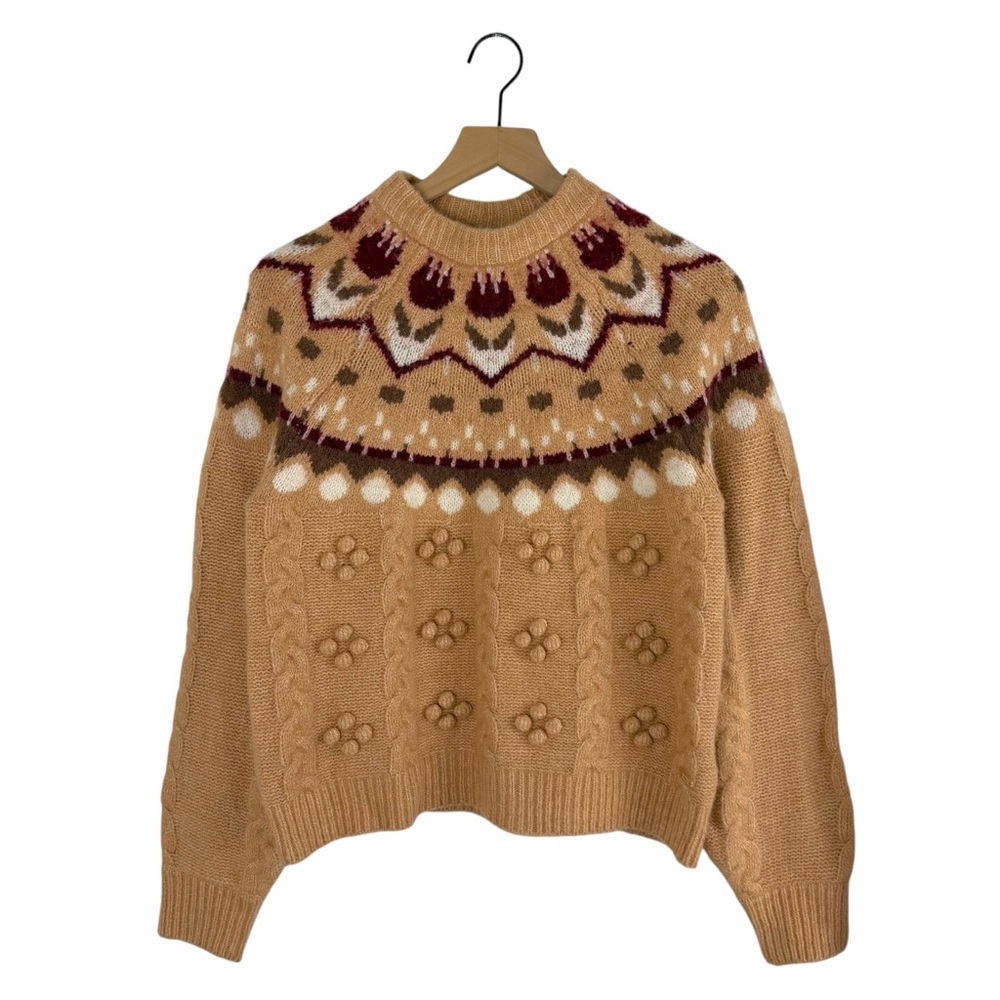 Scotch & Soda Tulip Fairisle Crewneck Sweater Beige Size Medium - Picture 2 of 10